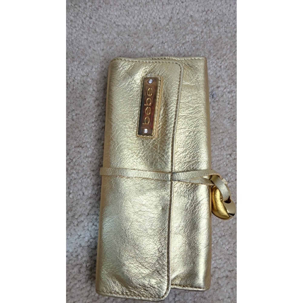 bebe Metallic Gold Travel Jewelry Organizer Roll Case Y2K Monogram Makeup Bag